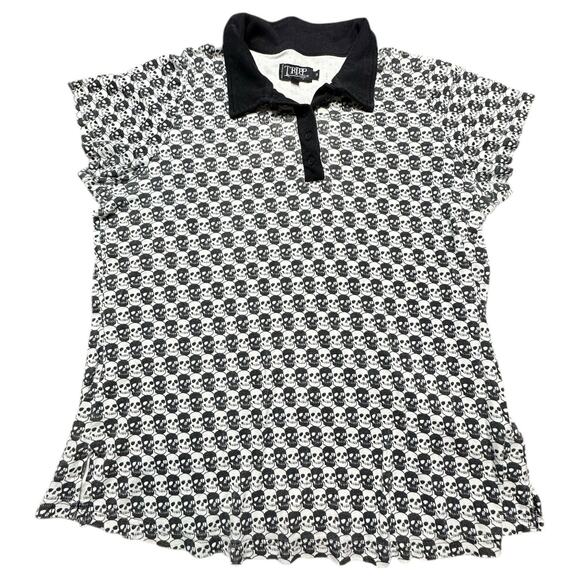 Y2K Skater TRIPP NYC Skull AOP Collared Button Up Size Medium - Picture 1 of 6